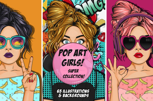 Comic Style Pop Art Girls Graphic Illustrations By Dapper Dudell