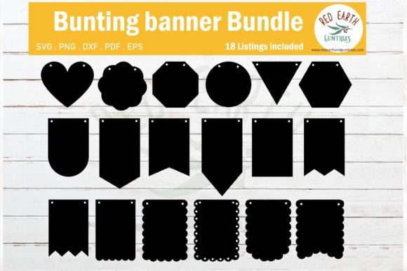 Banner Bunting Templates for Party  Graphic Crafts By redearth and gumtrees