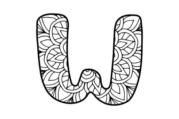 Mandala Alphabet - W Designs & Drawings Arquivo de corte de artesanato Por Creative Fabrica Crafts