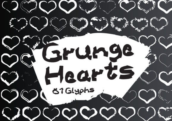 Grunge Hearts Dingbats Font By GraphicsBam Fonts