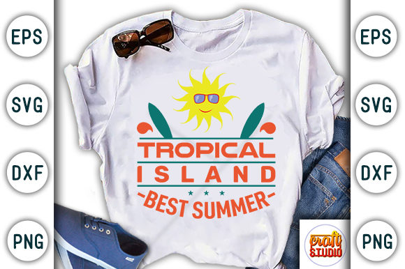 Tropical Island, Summer/beach Design Graphic T-shirt Designs By CraftStudio