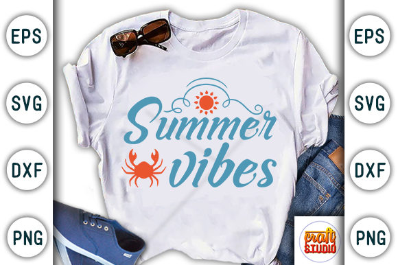 Summer Vibes, Summer/beach Quote Design Graphic T-shirt Designs By CraftStudio