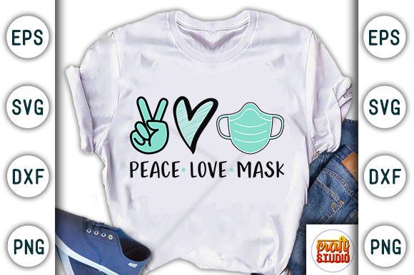 Quarantine, Mask Design,peace, Love Graphic T-shirt Designs By CraftStudio