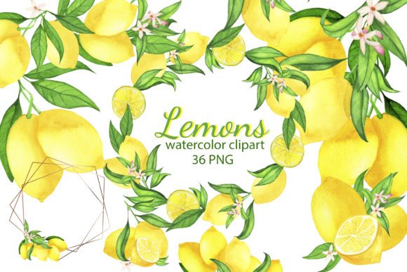 Watercolor Lemon Clipart, Lemon Frame Afbeelding Afdrukbare Illustraties Door s.yanyeva