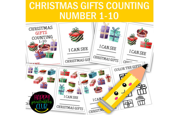 Christmas Gifts Counting Numbers 1-10 Grafika K Przez Happy Printables Club