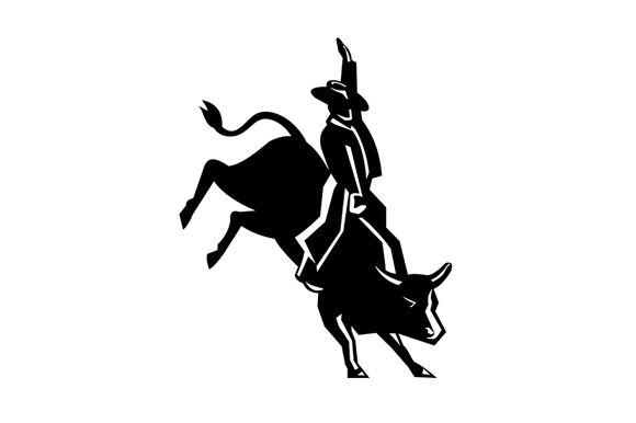 Red Rodeo Cowboy Bull Rider Retro Graphic Illustrations By patrimonio