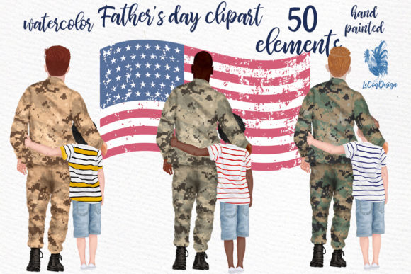 Father and Son Father's Day Clipart Graphic Illustrations By LeCoqDesign