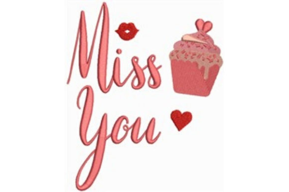 Miss You, Cup Cake Valentine's Day Embroidery Design By designsbymira