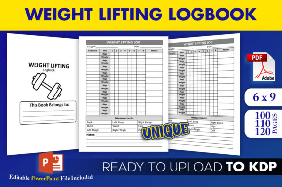 Weight Lifting Logbook | KDP Interior Graphic KDP Interiors By Beast Designer