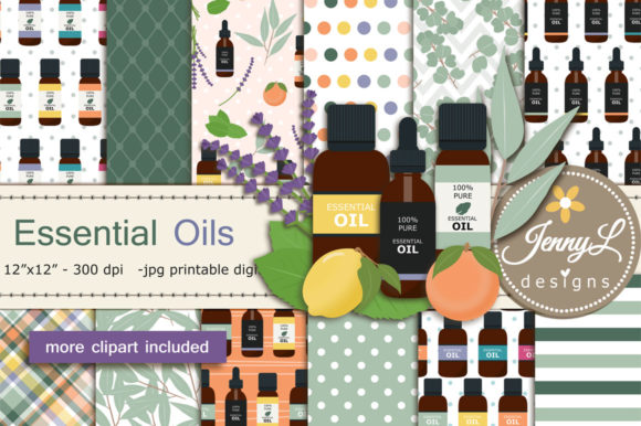 Essential Oils Digital Papers & Clipart Graphic Patterns By jennyL_designs