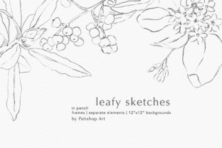 Leafy Sketches in Pencil Graphics Graphic Illustrations By Patishop Art 2
