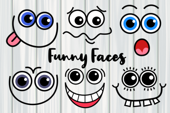 Funny Faces Cute Cartoon Expressions Graphic Crafts By Prawny