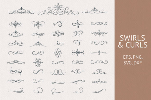 Ornate Borders,Swirls & Curls Collection Gráfico Ilustraciones Imprimibles Por Kirill's Workshop
