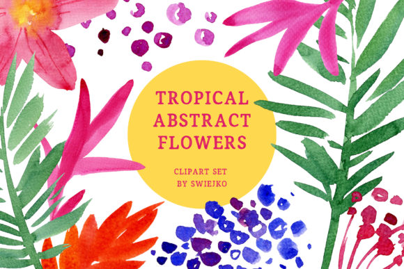 Tropical Abstract Flowers Graphic Illustrations By swiejko