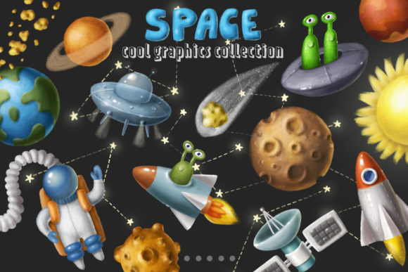 Space Objects Collection Grafica Illustrazioni Stampabili Di Architekt_AT