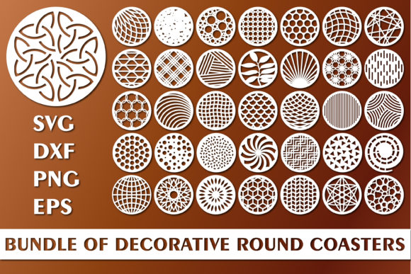 Bundle of Decorative Circle Coasters Graphic Crafts By julimur2020