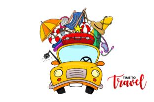 Time to Travel Concept - Yellow Car Graphic Illustrations By xhafergashi 1