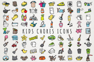 Fun Hand Drawn Kids Chores Icons Set Graphic Icons By LemonadePixel 1
