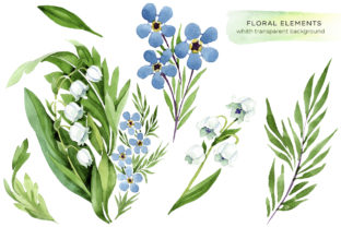 Lily of the Valley Watercolor and Forget-me-nots Graphic Illustrations By MyStocks 4