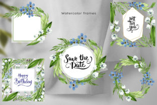 Lily of the Valley Watercolor and Forget-me-nots Graphic Illustrations By MyStocks 5