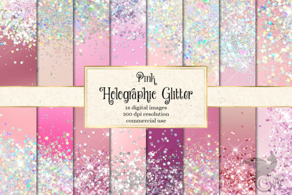 Pink Holographic Glitter Digital Paper Graphic Textures By Digital Curio