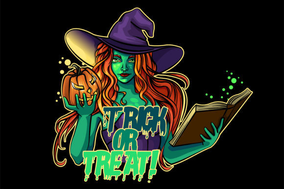 Sexy Magic Witches Halloween Vector Gráfico Ilustraciones Imprimibles Por LaLaFa