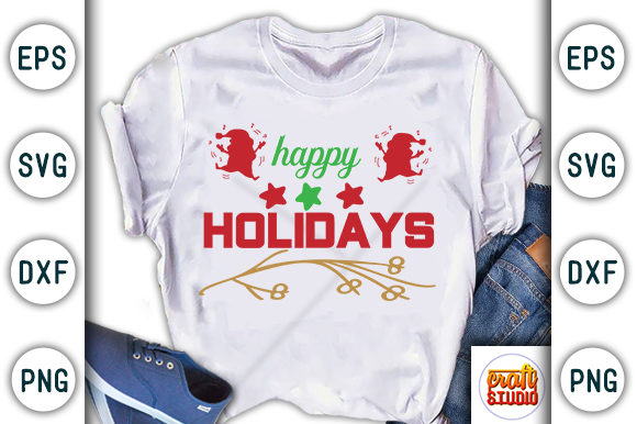 Christmas Quote Design, Happy Holidays Graphic T-shirt Designs By CraftStudio