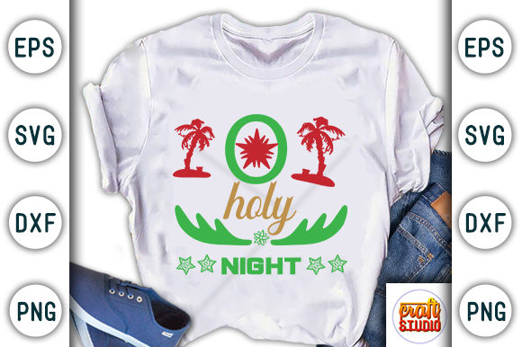 Christmas Quote Design, Holy Night Graphic T-shirt Designs By CraftStudio