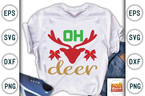 Christmas Quote Design, Oh Deer Graphic T-shirt Designs By CraftStudio