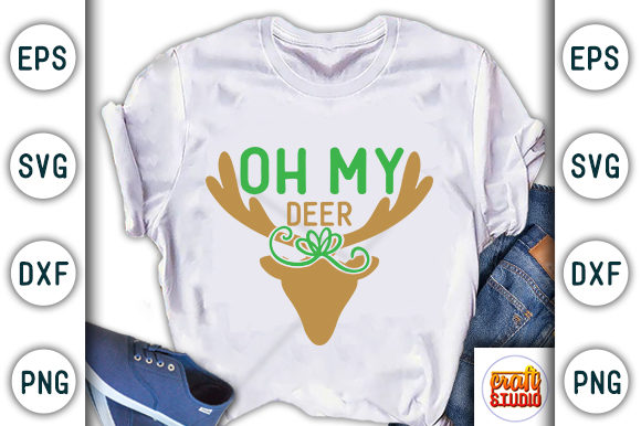 Christmas Quote Design, Oh My Deer Graphic T-shirt Designs By CraftStudio