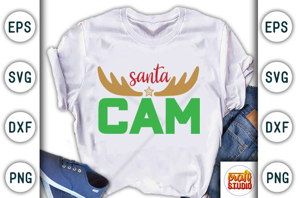 Christmas Quote Design, Santa Cam Graphic T-shirt Designs By CraftStudio