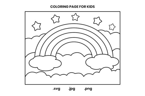 Rainbow Coloring Page Graphic for Kids Graphic Coloring Pages & Books Kids By doridodesign