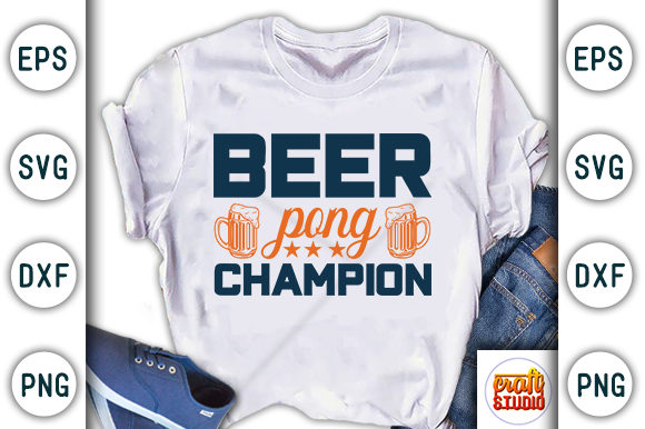  Beer Pong Champion Afbeelding T-shirt Designs Door CraftStudio