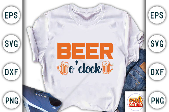  Beer O'clock Graphic T-shirt Designs By CraftStudio