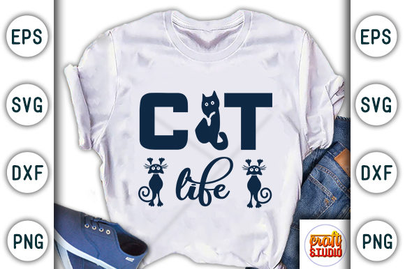 Cat Life Graphic T-shirt Designs By CraftStudio
