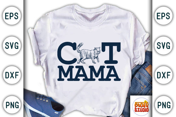  Cat Mama Gráfico Diseños de Camisetas Por CraftStudio