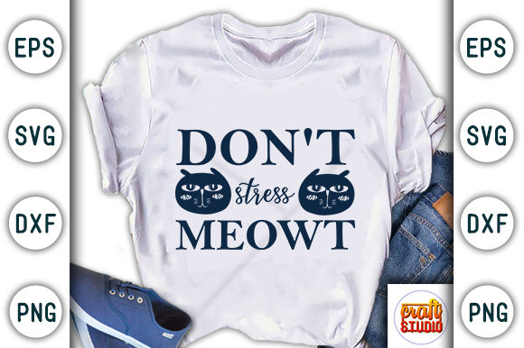 Don't Stress Meowt Afbeelding T-shirt Designs Door CraftStudio