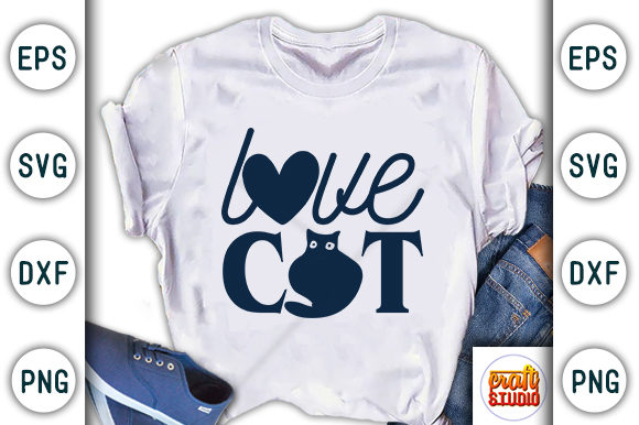 Love Cat Graphic T-shirt Designs By CraftStudio