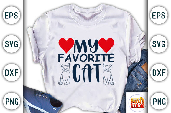 My Favorite Cat Graphic T-shirt Designs By CraftStudio