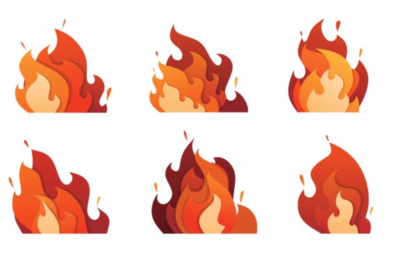 Set Fire Flame Logo Graphic Icons By etinurhayati0586