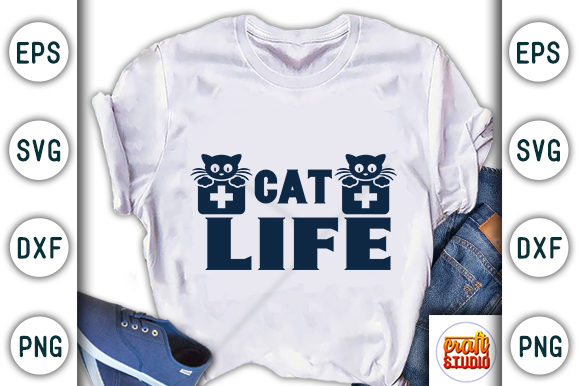 Cat Quote Design, Cat Life Graphic T-shirt Designs By CraftStudio