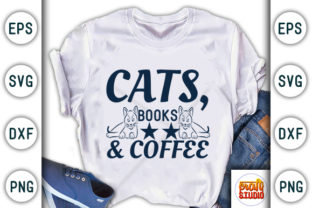 Cats, Books & Coffee Graphic T-shirt Designs By CraftStudio