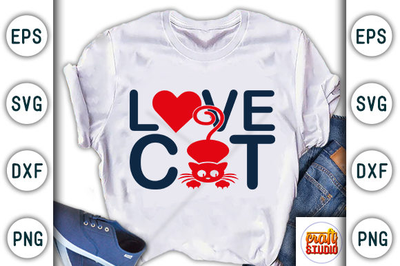 Love Cat Graphic T-shirt Designs By CraftStudio