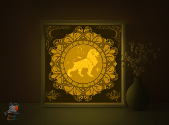 Zodiac Signs Leo Shadow Box Template   Graphic 3D Shadow Box By SweetieGraphics