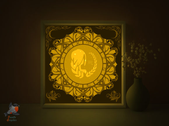 Zodiac Signs Virgo Shadow Box Template Graphic 3D Shadow Box By SweetieGraphics