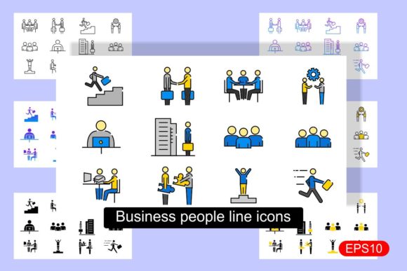 Business People Line Icons Graphic Icons By Pidco.art
