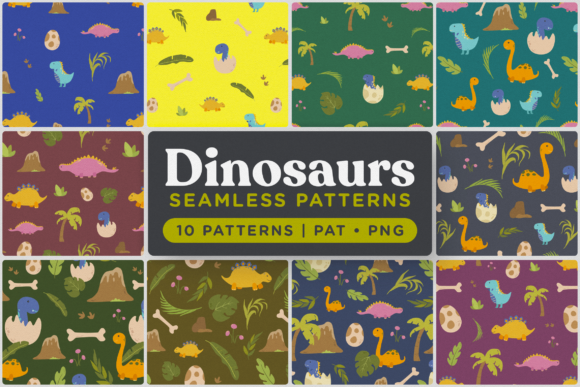Cute Dinosaurs Seamless Patterns Graphic Patterns By Telllu
