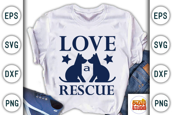 Dog Quote Design, Love Rescue Graphic T-shirt Designs By CraftStudio