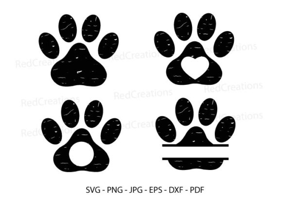 Dog Paws Grunge, Paw Distressed   Grafik Plotterdateien Von RedCreations