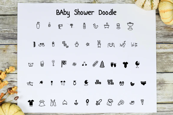 Baby Shower Doodle Dingbats Font By Ciriative